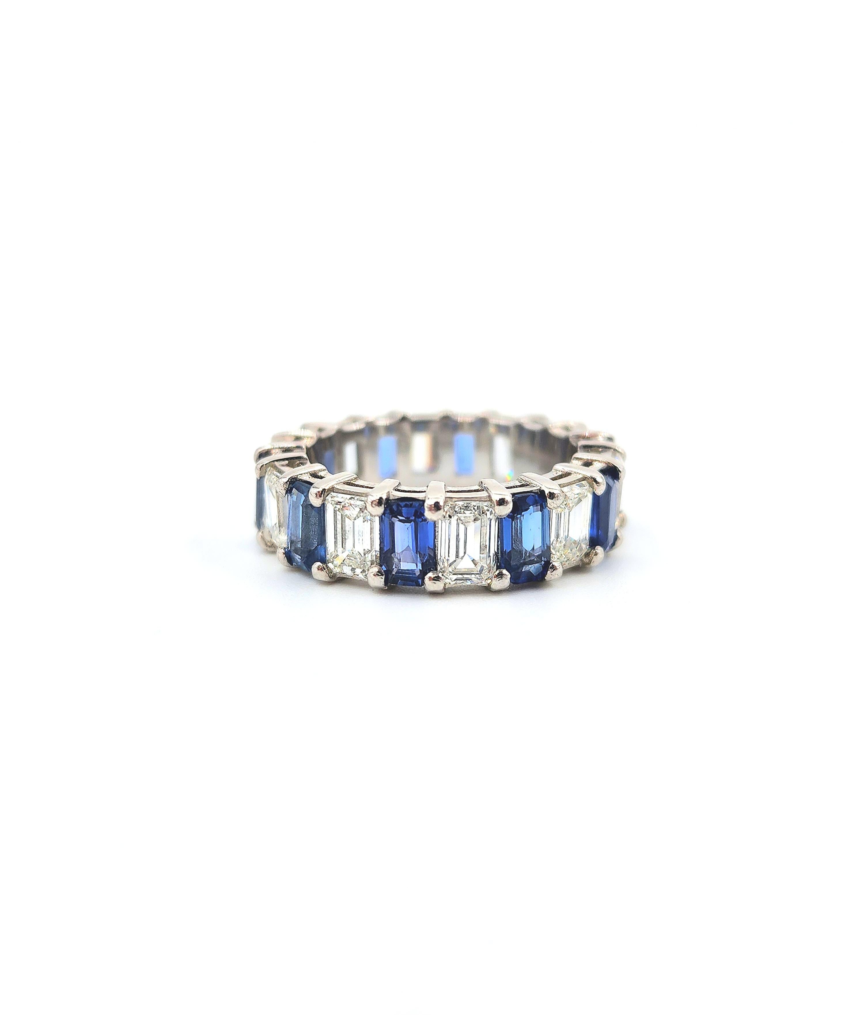Gorgeous 6.97 Carat Natural Ceylon Sapphire & Diamond Eternity Band For Sale 3