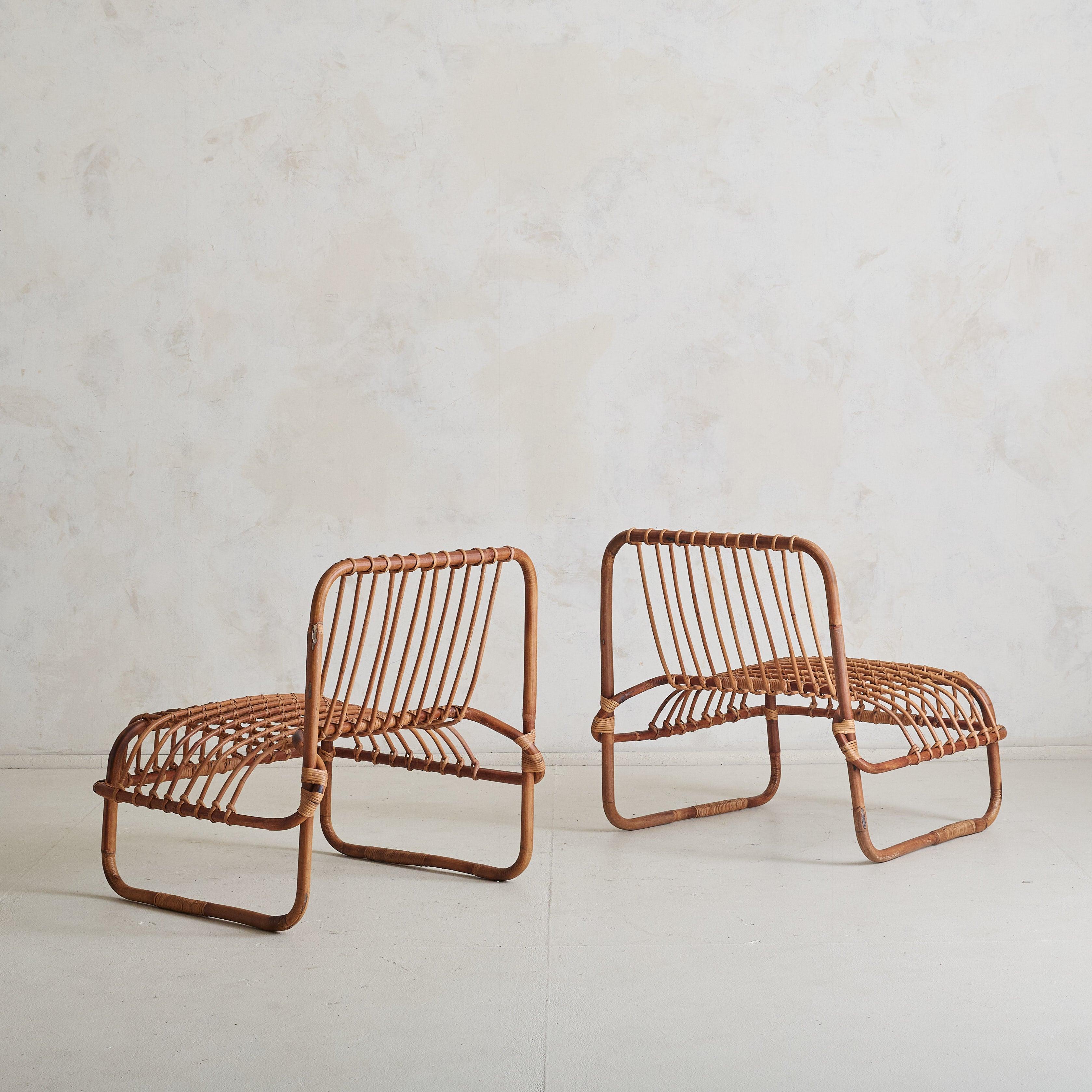 Italian 697’ Rattan + Cane Armchair by Raffaella Crespi for Vittorio Bonacina, 1964 For Sale