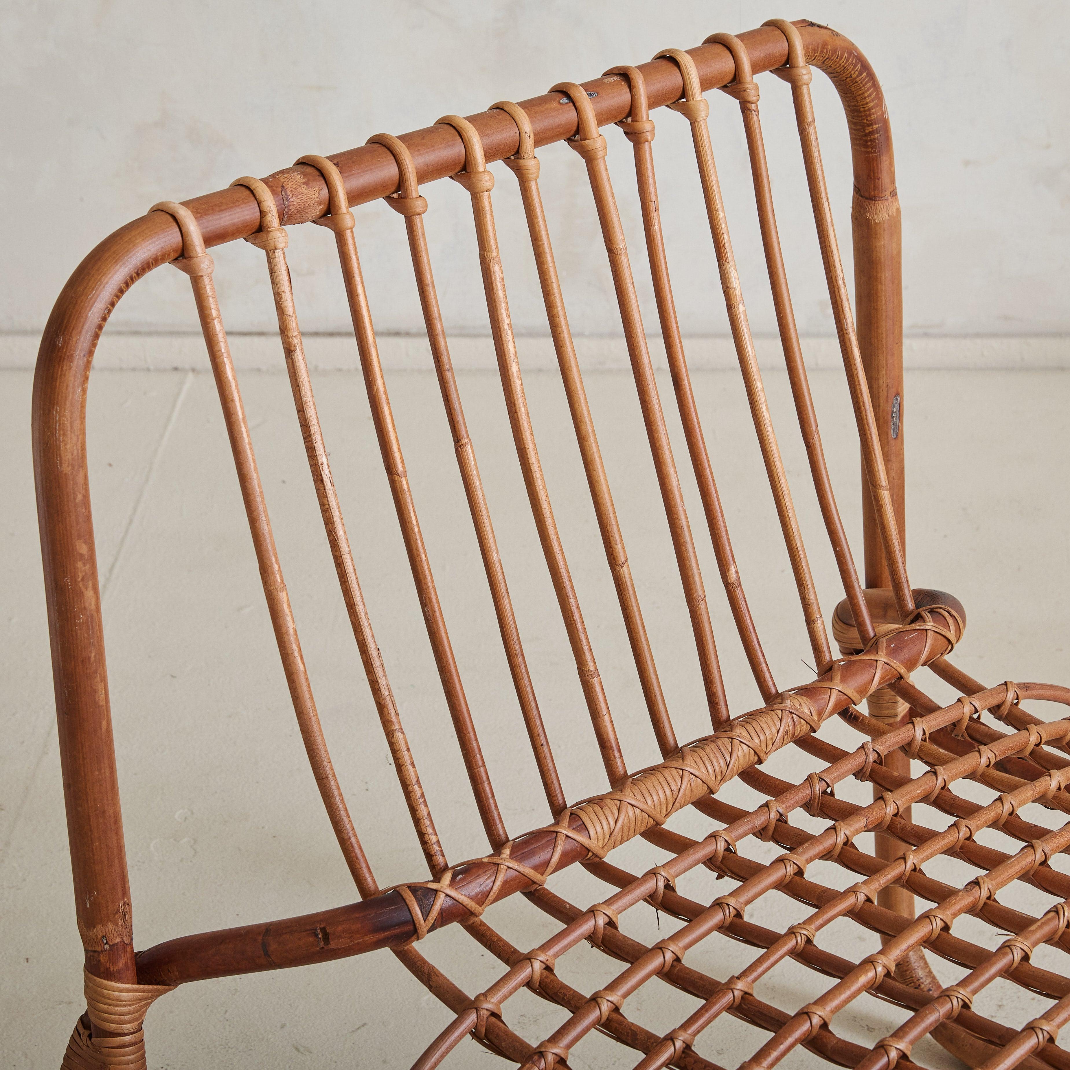 697’ Rattan + Cane Armchair by Raffaella Crespi for Vittorio Bonacina, 1964 In Good Condition For Sale In Chicago, IL