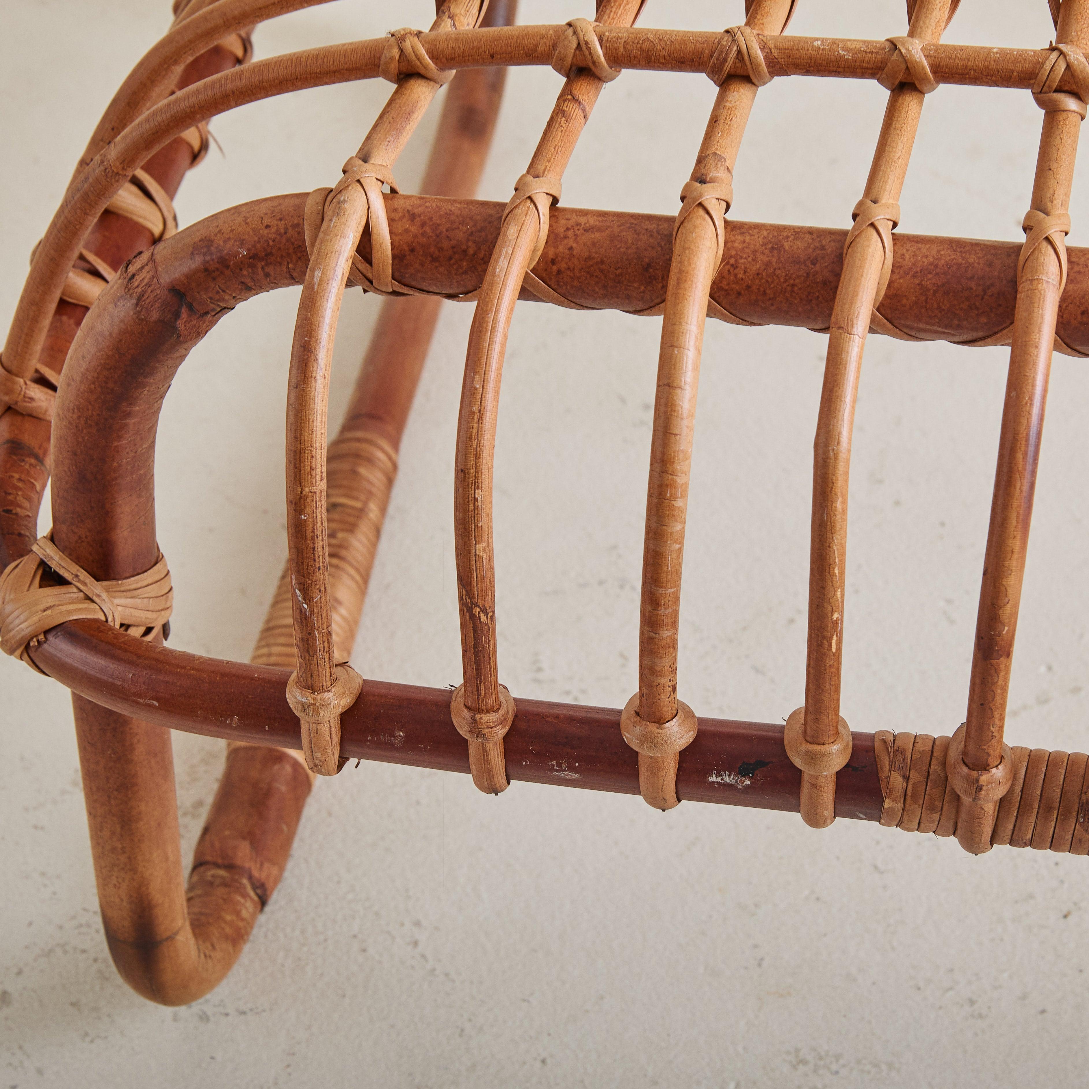 Mid-20th Century 697’ Rattan + Cane Armchair by Raffaella Crespi for Vittorio Bonacina, 1964 For Sale
