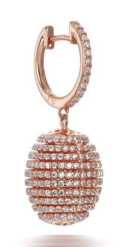 6.98 Carat Cubic Zirconia 14 Karat Rose Gold Designer Beehive Drop Earrings
