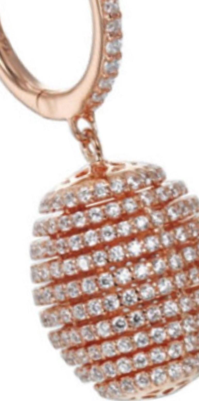  Boucles d'oreilles pendantes en forme de ruche de créateur en or rose 14 carats avec zirconia cubique de 6,98 carats Neuf - En vente à London, GB