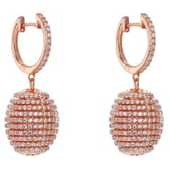  Boucles d'oreilles pendantes en forme de ruche de créateur en or rose 14 carats avec zirconia cubique de 6,98 carats
