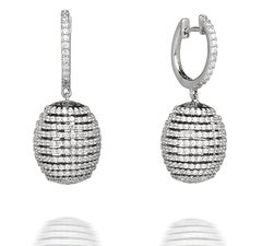 6.98 Carat Cubic Zirconia Sterling Silver Designer Beehive Drop Earrings