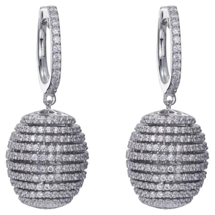 6.98 Carat Cubic Zirconia Sterling Silver Designer Beehive Drop Earrings For Sale