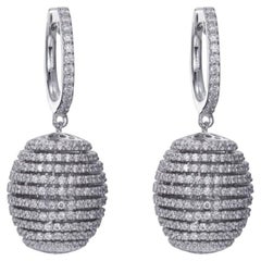 6.98 Carat Cubic Zirconia Sterling Silver Designer Beehive Drop Earrings