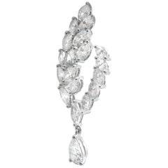 Platinum 6.98 Carat Pear Shape White Diamond and Marquise Diamond Drop Earrings