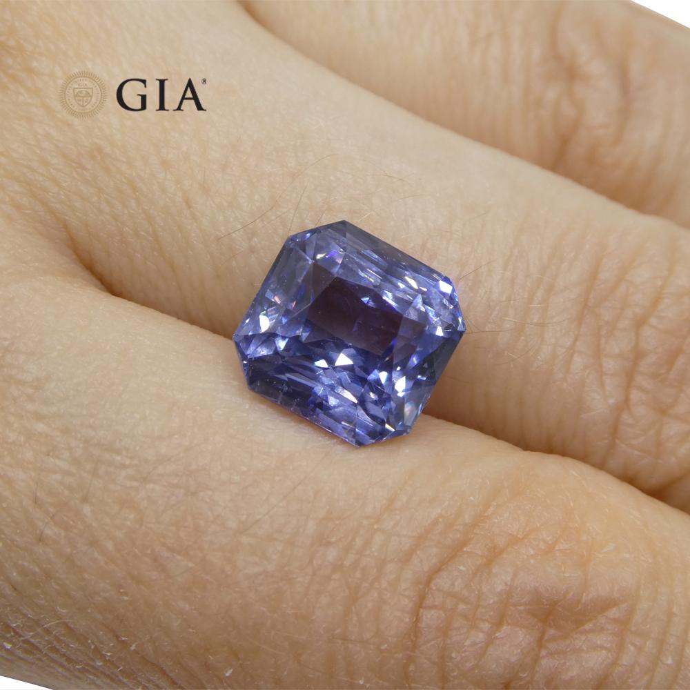 6.98 Carat Octagonal Blue to Purple Sapphire GIA Certified Tanzania For Sale 6