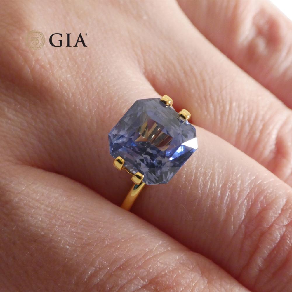 6.98ct Octagonal Blue to Purple Sapphire GIA Certified Tanzania For Sale 6