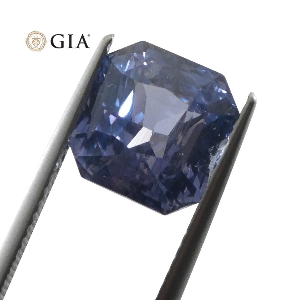 6.98 Carat Octagonal Blue to Purple Sapphire GIA Certified Tanzania For Sale 9