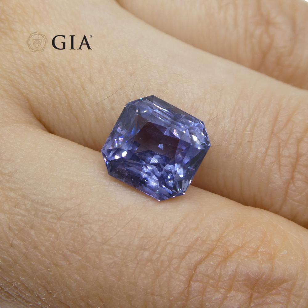 6.98 Carat Octagonal Blue to Purple Sapphire GIA Certified Tanzania For Sale 12