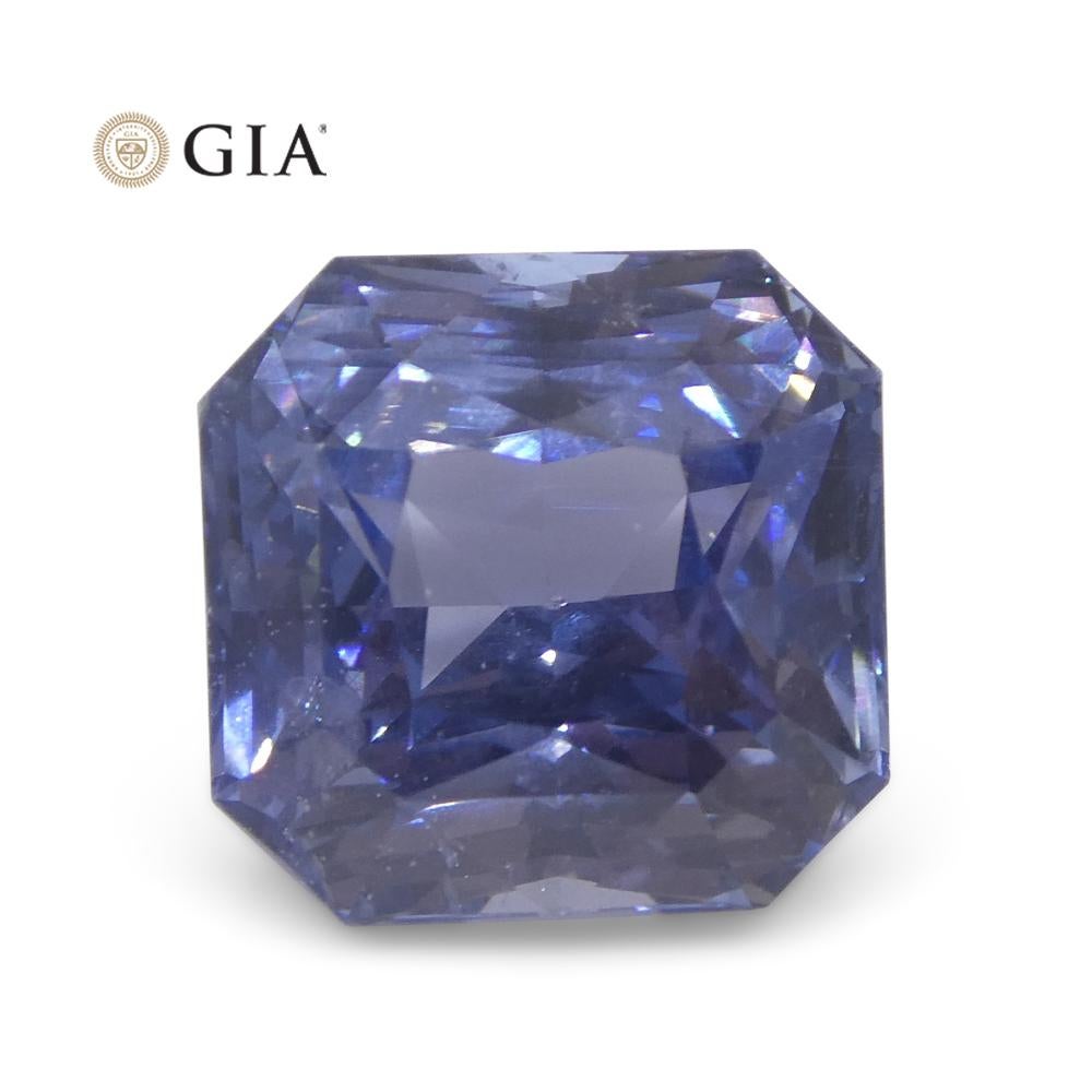 Octagon Cut 6.98 Carat Octagonal Blue to Purple Sapphire GIA Certified Tanzania For Sale