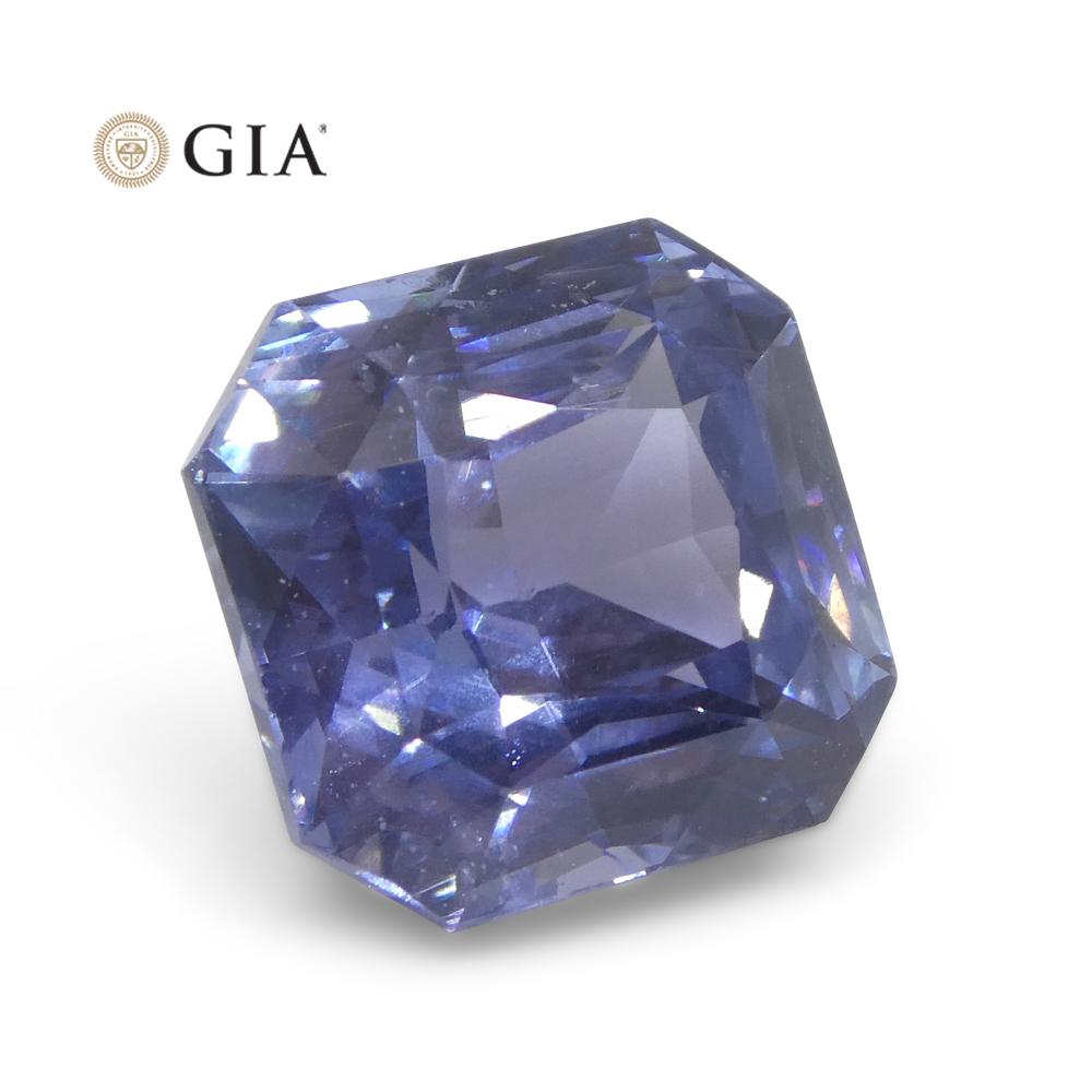 Women's or Men's 6.98 Carat Octagonal Blue to Purple Sapphire GIA Certified Tanzania For Sale