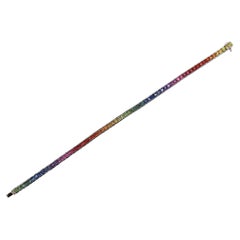 6.98ctw Rainbow Sapphire Princess Cut Tennis Bracelet