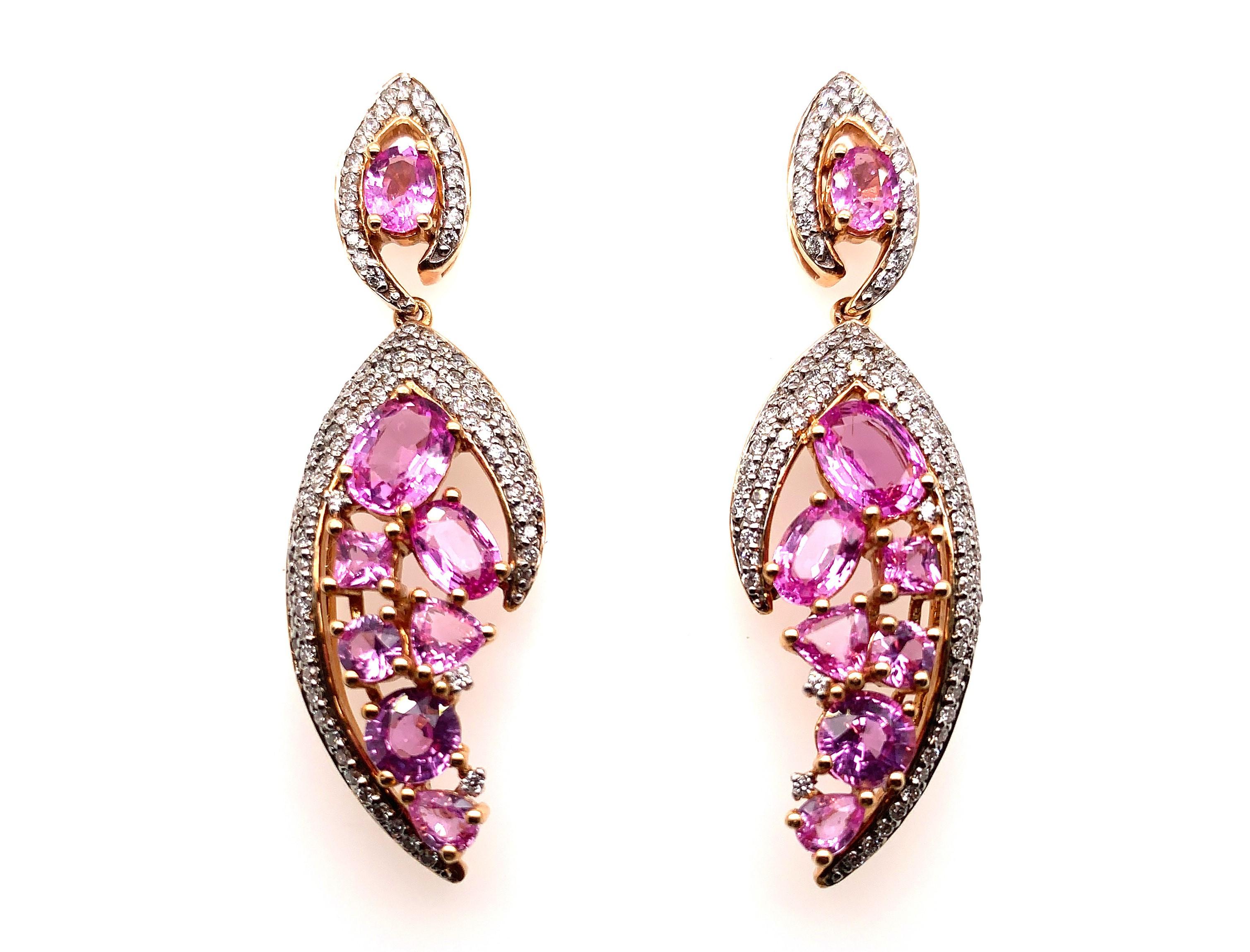 Sunita Nahata presents an exclusive collection of pink sapphire earrings. This particular earring showcases a cluster of different shapes and sizes of pink sapphires, and makes it a must have for those with an avid love for gemstones!

Designer pink