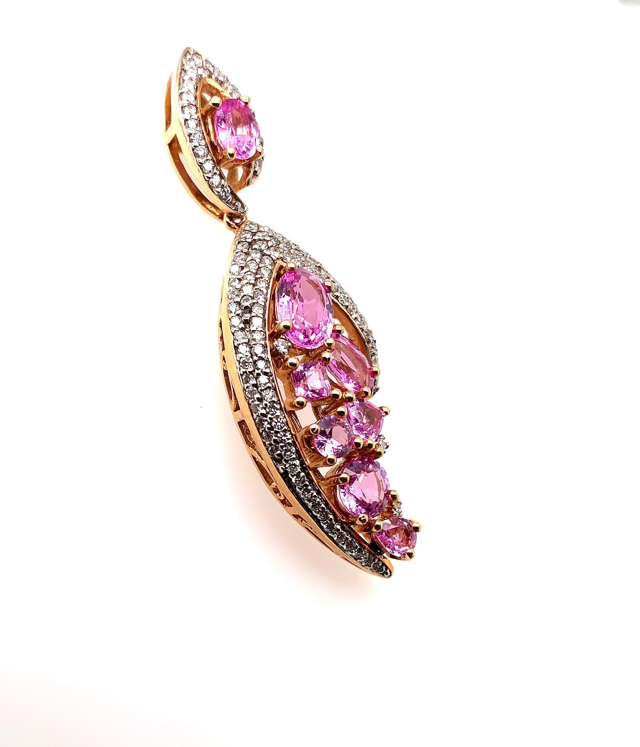 6.99 Carat Pink Sapphire Earring in 18 Karat Rose Gold with Diamonds 1