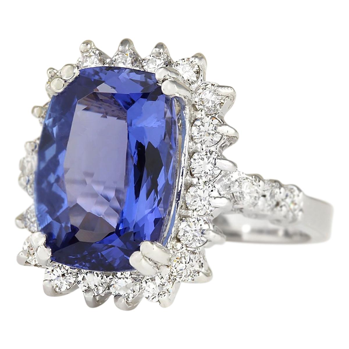 6.99 Carat Tanzanite 14 Karat White Gold Diamond Ring
Stamped: 14K White Gold
Total Ring Weight: 6.9 Grams
Total  Tanzanite Weight is 5.99 Carat (Measures: 12.00x10.00 mm)
Color: Blue
Total  Diamond Weight is 1.00 Carat
Color: F-G, Clarity: