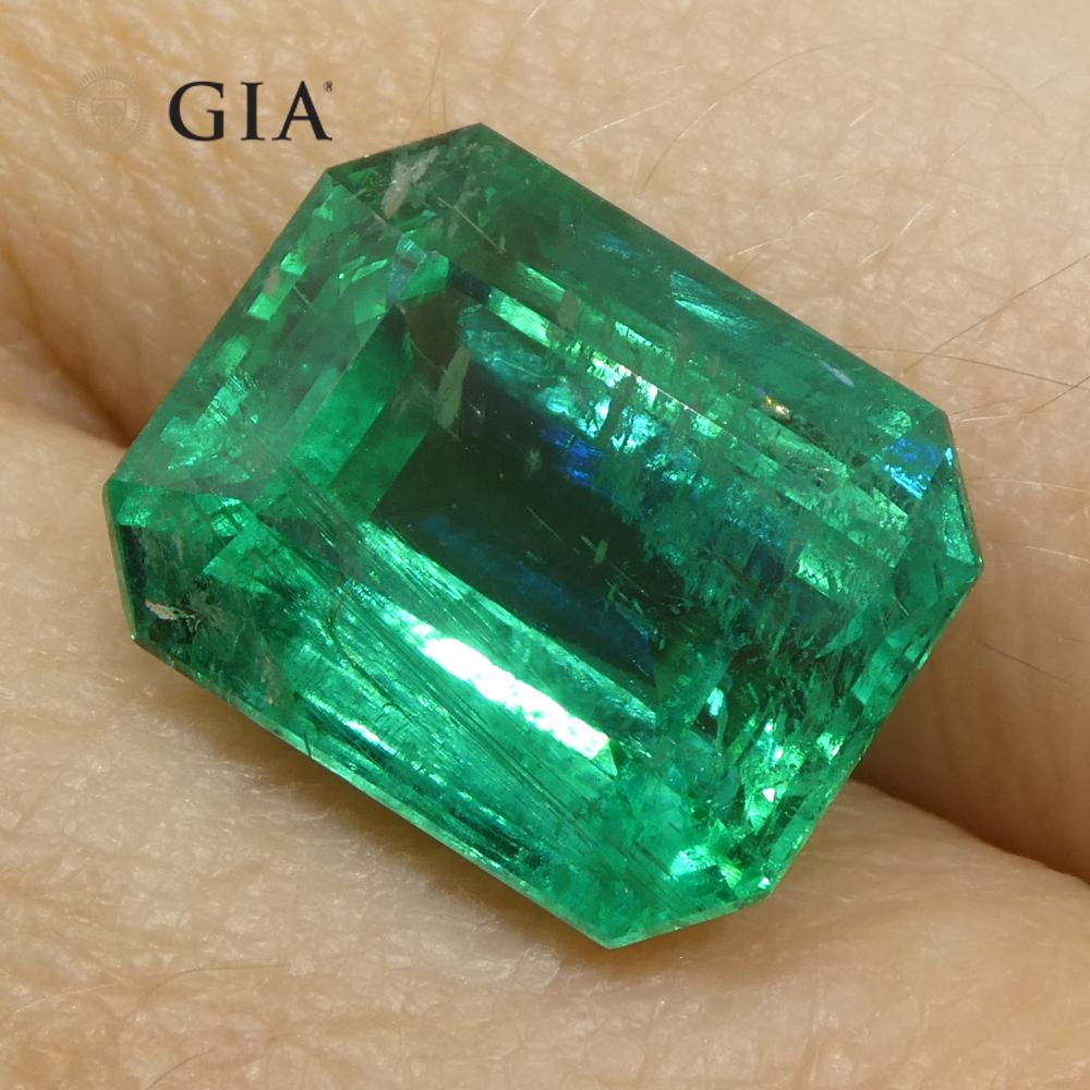 6,99 Karat Achteckiger/Emaragdschliff Grüner Smaragd GIA zertifiziert Zambia (F2) im Zustand „Neu“ im Angebot in Toronto, Ontario