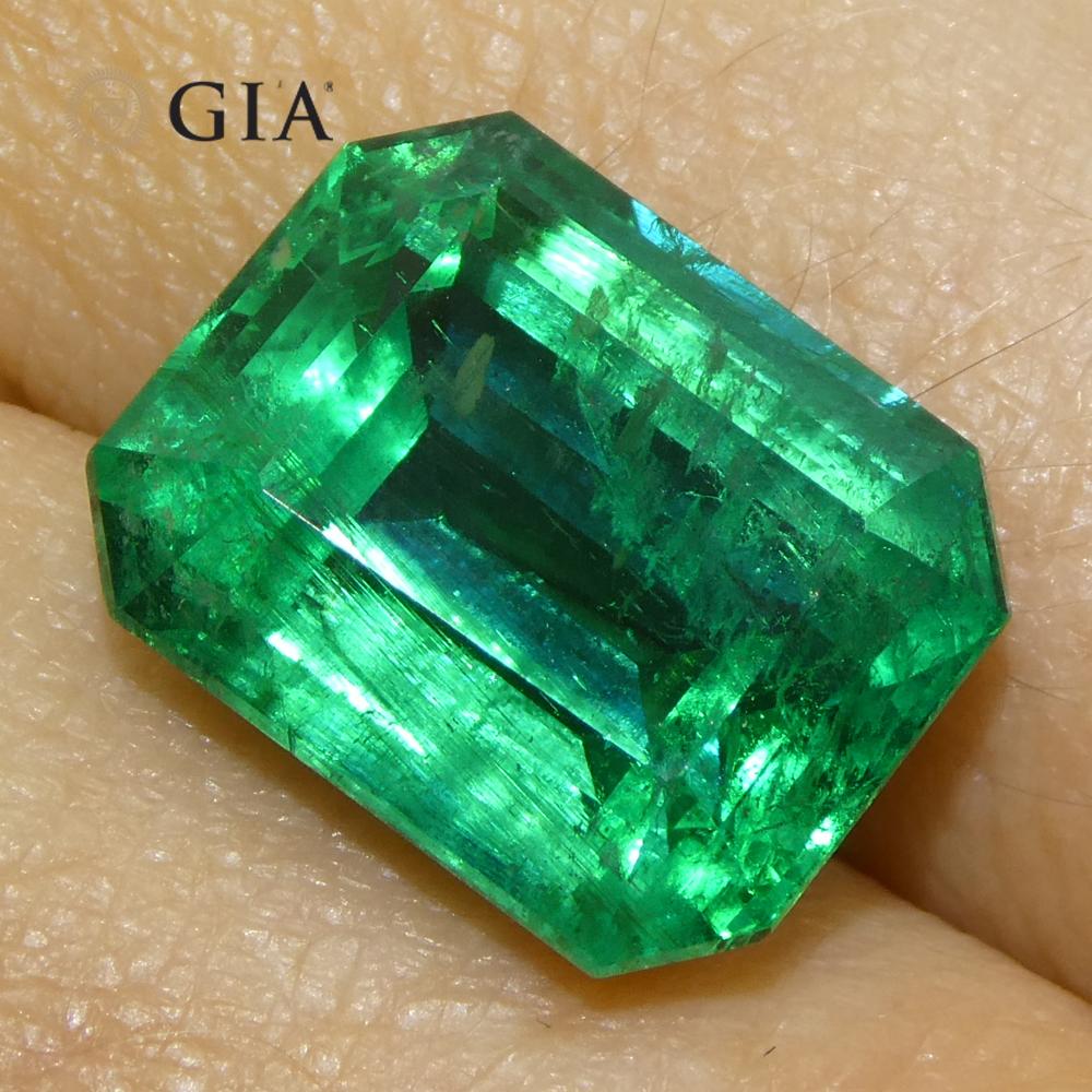 6,99 Karat Achteckiger/Emaragdschliff Grüner Smaragd GIA zertifiziert Zambia (F2) im Angebot 7
