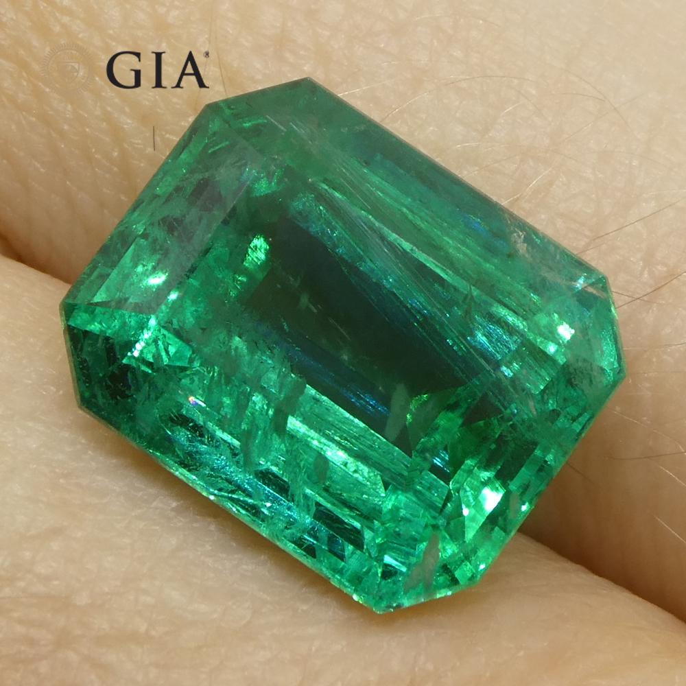 6,99 Karat Achteckiger/Emaragdschliff Grüner Smaragd GIA zertifiziert Zambia (F2) im Angebot 8