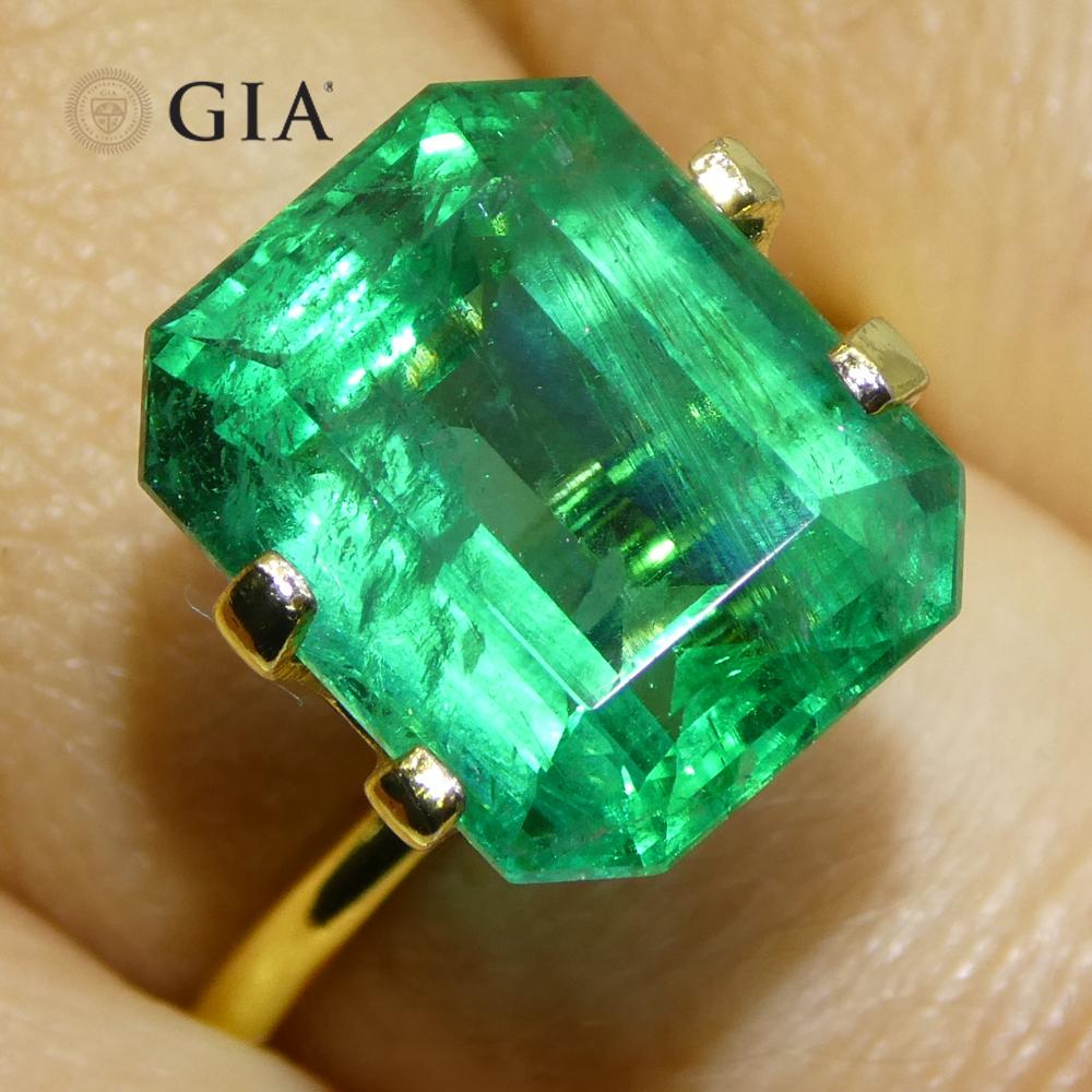 6,99 Karat Achteckiger/Emaragdschliff Grüner Smaragd GIA zertifiziert Zambia (F2) im Angebot 8