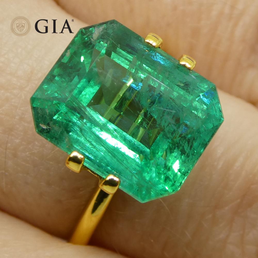 6,99 Karat Achteckiger/Emaragdschliff Grüner Smaragd GIA zertifiziert Zambia (F2) im Angebot 9