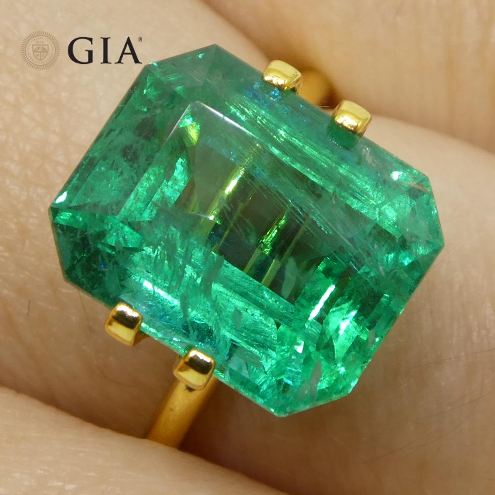 6,99 Karat Achteckiger/Emaragdschliff Grüner Smaragd GIA zertifiziert Zambia (F2) (Smaragdschliff) im Angebot