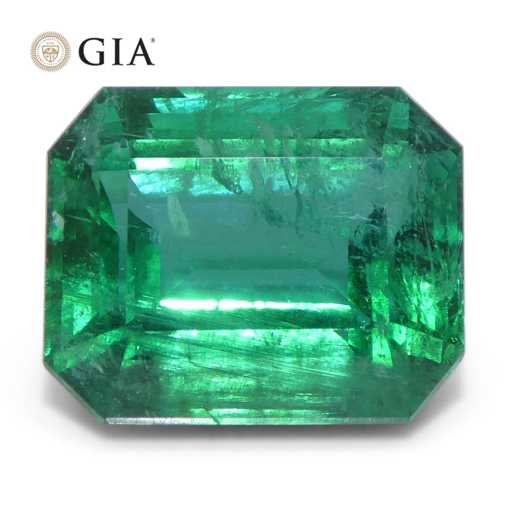 6,99 Karat Achteckiger/Emaragdschliff Grüner Smaragd GIA zertifiziert Zambia (F2) (Smaragdschliff) im Angebot