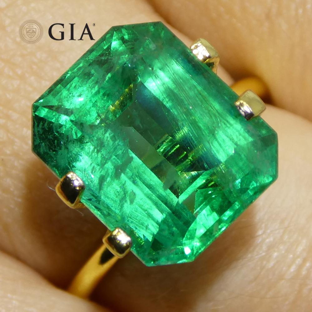 6,99 Karat Achteckiger/Emaragdschliff Grüner Smaragd GIA zertifiziert Zambia (F2) im Zustand „Neu“ im Angebot in Toronto, Ontario