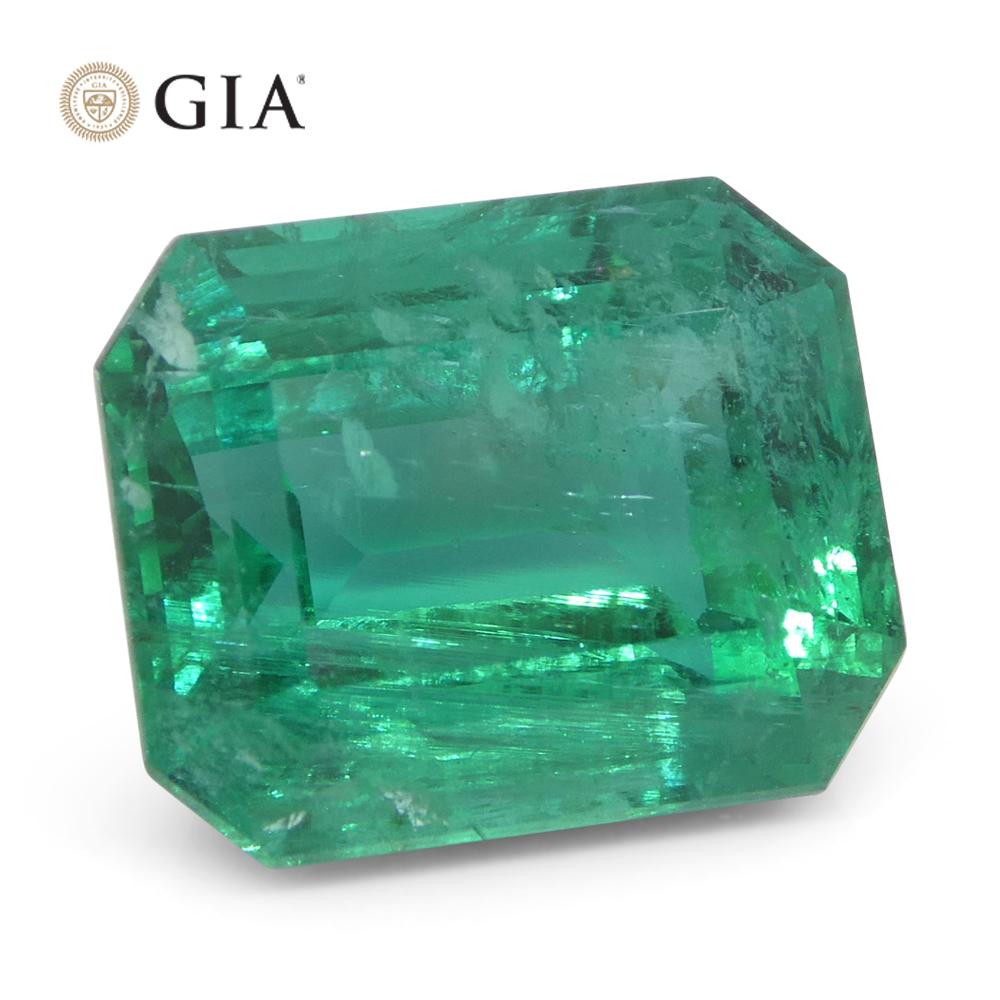 6,99 Karat Achteckiger/Emaragdschliff Grüner Smaragd GIA zertifiziert Zambia (F2) im Angebot 1