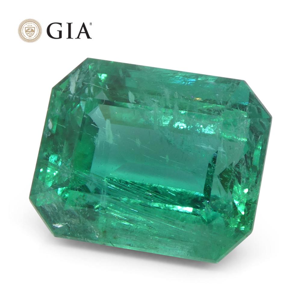 6,99 Karat Achteckiger/Emaragdschliff Grüner Smaragd GIA zertifiziert Zambia (F2) im Angebot 2
