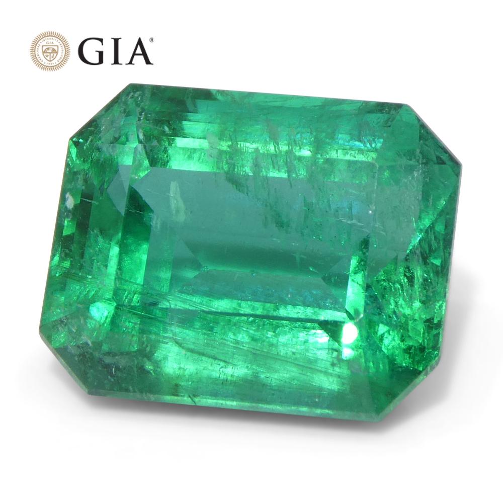 6,99 Karat Achteckiger/Emaragdschliff Grüner Smaragd GIA zertifiziert Zambia (F2) im Angebot 1
