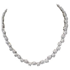 6.9ctw Floral Motif Diamond Riviera 14k White Gold Necklace