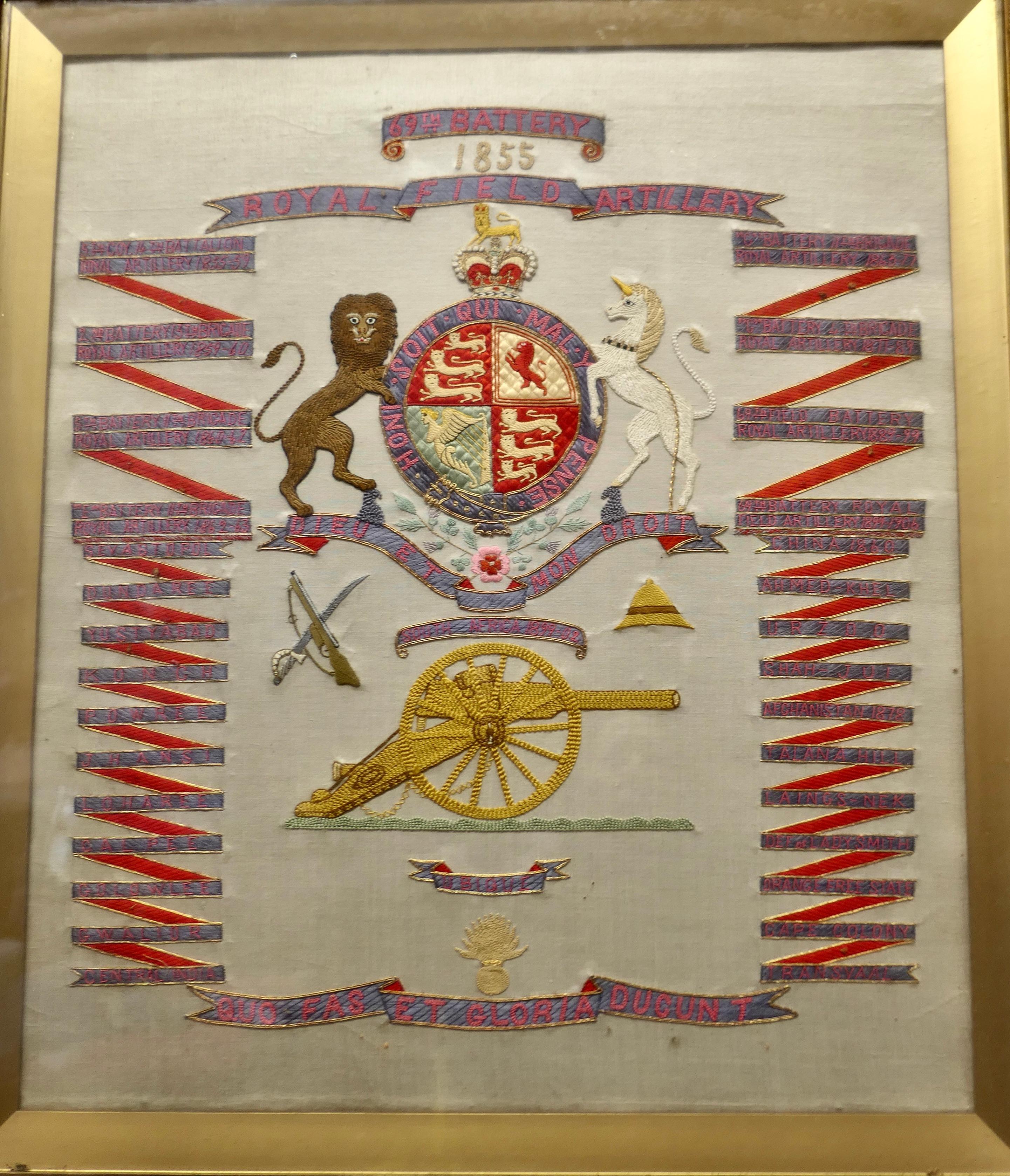  69th Battery Royal Field Artillery Framed Commemorative Embroidery     For Sale 2