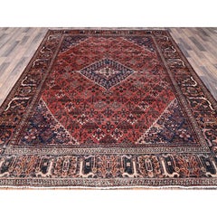 6'9"x10'0" Bossa Nova Red Vintage Soft Wool Zoroastrian Joshagan Oriental Rug
