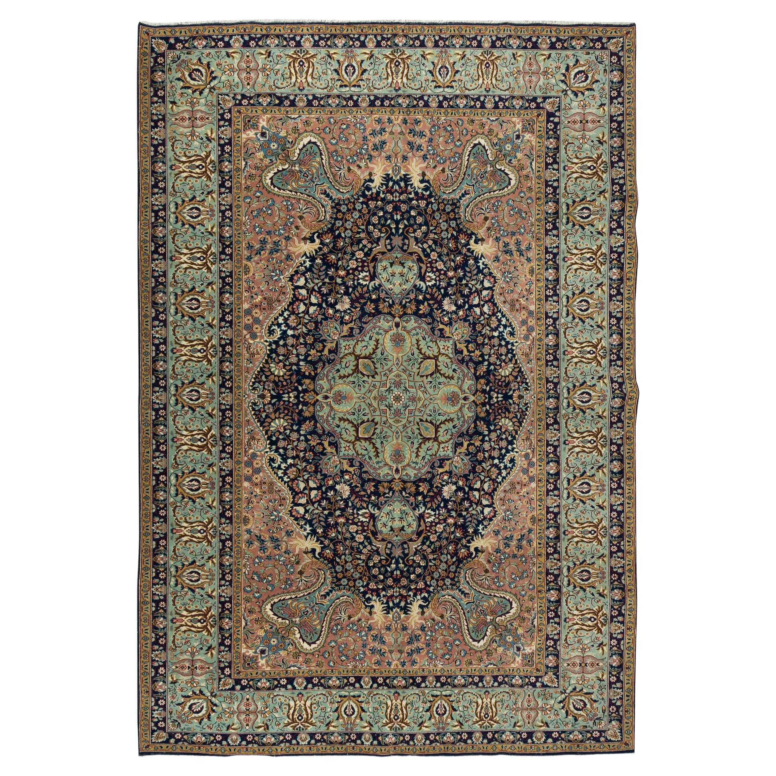 6.9x10.4 Ft Traditioneller handgefertigter türkischer Vintage-Teppich mit Medaillon-Design