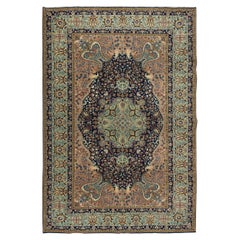 6.9x10.4 Ft Traditional Vintage Handmade Turkish Area Rug with Medallion Design