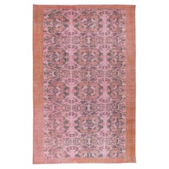 7x10.7 Ft Handmade Floral Pattern Anatolian Area Rug in Pink 4 Modern Interiors