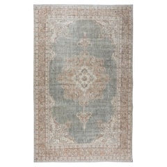 7x11.3 Ft Handmade Turkish Area Rug with Medallion Design, Woolen Floor Covering