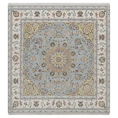 6
9 "x6
9" Hellblau 250 KPSI Wolle 
Seide Nain Handgeknüpfter Quadratischer Orientteppich