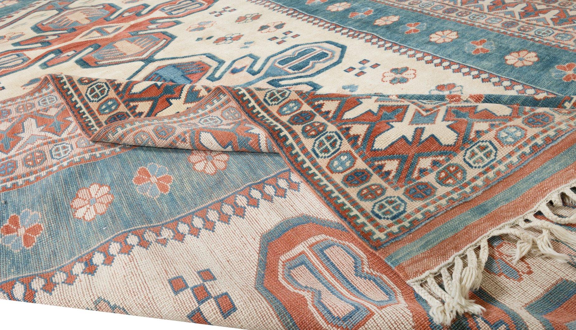 Tribal 7x9.3 ft Handmade One-of-a-kind Rug, Geometric Vintage Anatolian Wool Carpet For Sale