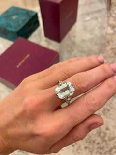 7.20ct Aquamarine and Diamond Forget Me Knot Ring
