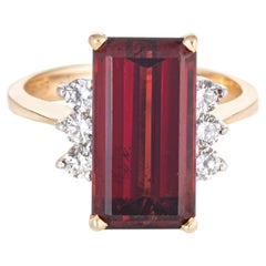 6ct Cherry Garnet Ring Diamond Vintage 14k Yellow Gold Estate Cocktail Jewelry