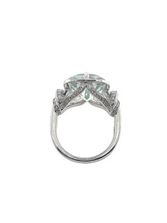 6ct Cushion Cut Aquamarine and Diamond Reef Knot Ring