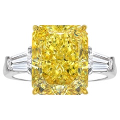 6ct Intense Yellow Elongated Radiant Diamond Engagement Ring