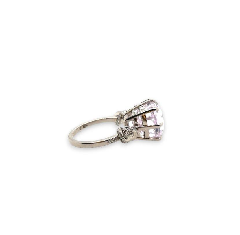 Cushion Cut 6ct Kunzite Forget Me Knot ring with diamonds in 18ct white gold For Sale