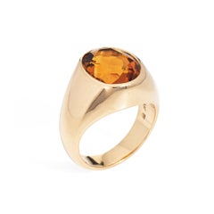6ct Madeira Citrine Signet Ring Sz 8 Heavy 14k Yellow Gold Oval Men's Jewelry