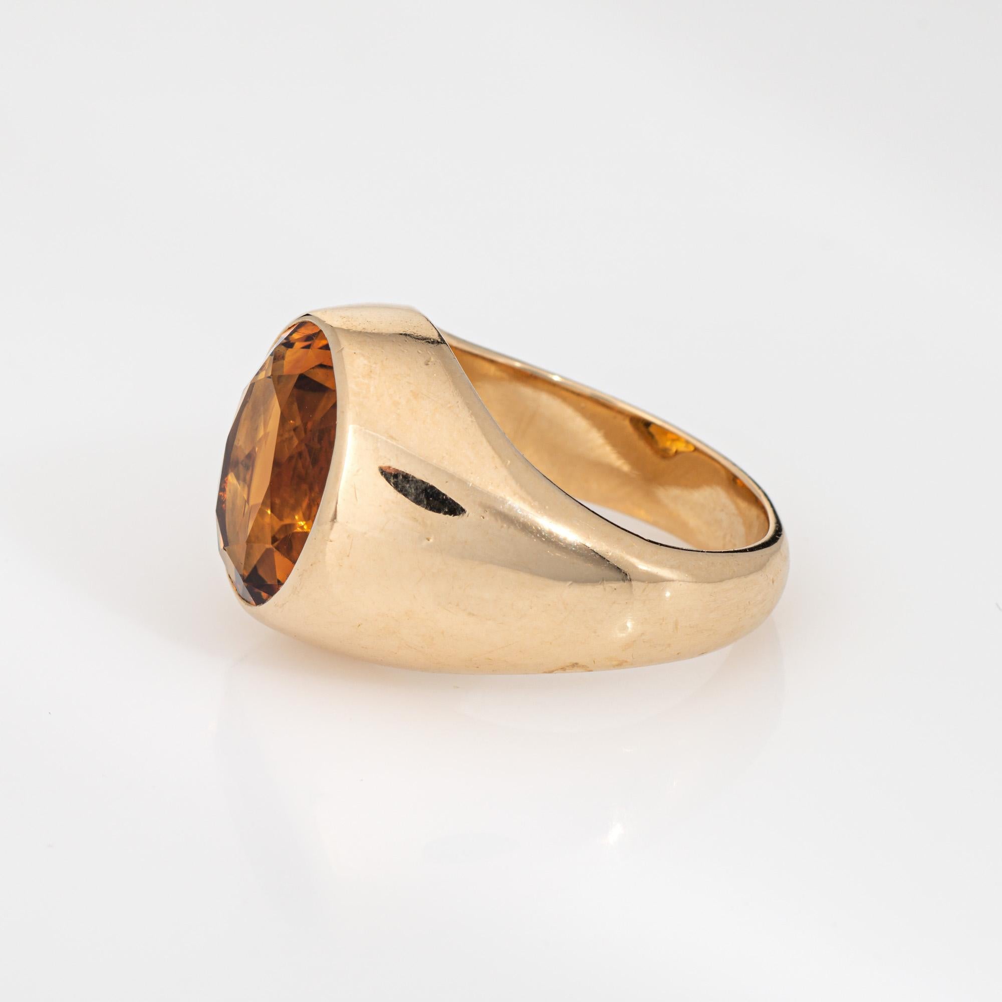 Oval Cut 6ct Madeira Citrine Signet Ring Sz 8 Heavy 14k Yellow Gold Oval Men's Jewelry For Sale