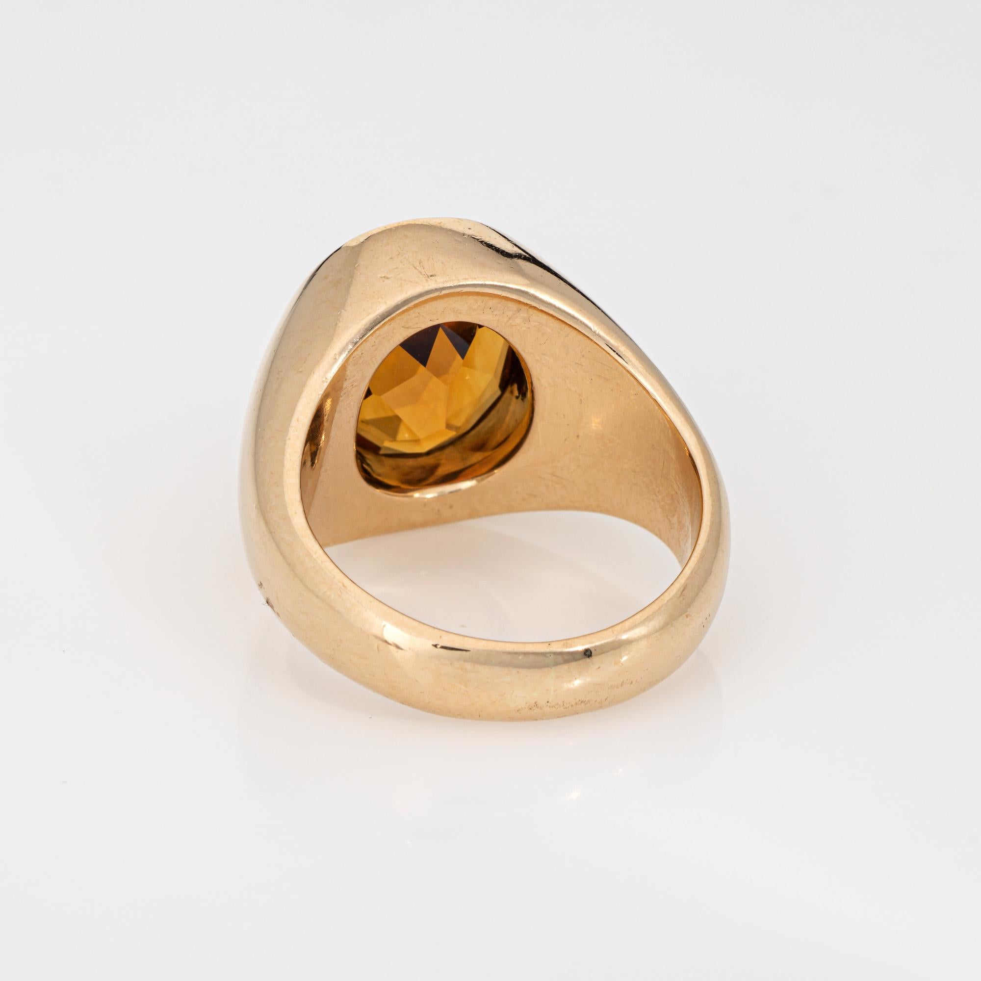 6ct Madeira Citrine Signet Ring Sz 8 Heavy 14k Yellow Gold Oval Men's Jewelry In Good Condition For Sale In Torrance, CA
