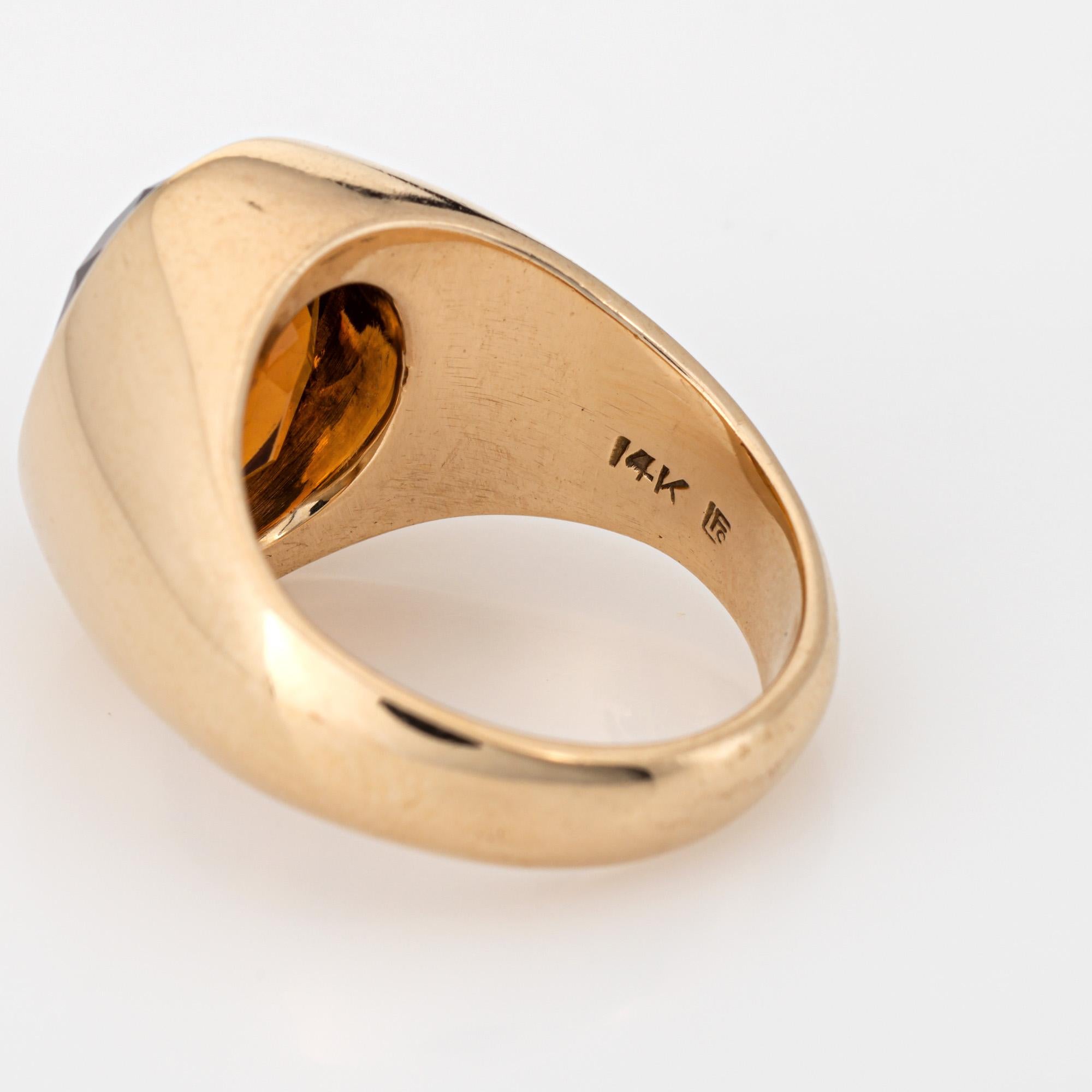 6ct Madeira Citrine Signet Ring Sz 8 Heavy 14k Yellow Gold Oval Men's Jewelry For Sale 1
